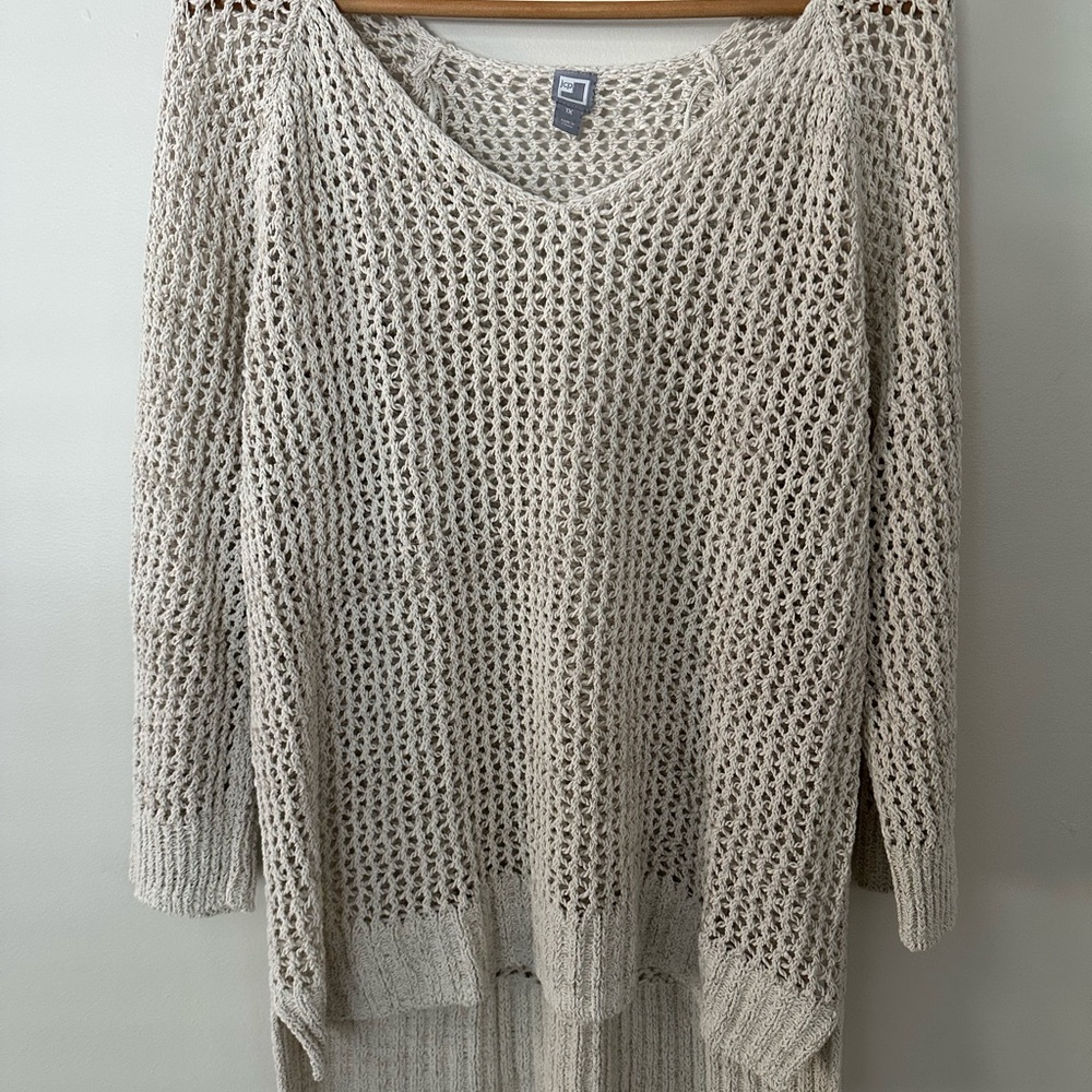 Women's Cream Crochet Sweater
